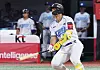 KT Wiz outfielder Ahn Hyun-min hits a single during a KBO game against the Hanwha Eagles at Suwon KT Wiz Park in Suwon, Gyeonggi on July 20. [YONHAP]