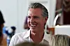 California Governor Gavin Newsom smiles as he greets people after giving remarks to a crowd at St. Paul First Baptist Church in Laurens on July 9. [AP/YONHAP]