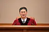 Constitutional Court Acting Chief Justice Moon Hyung-bae reads the verdict on President Yoon Suk Yeol's fate at the court in central Seoul on April 4. [JOINT PRESS CORPS]