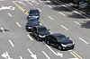 A convoy runs a driving drill during a security demonstration event at the Presidential Security Training Center in Gangseo District, western Seoul, on May 27. [JOINT PRESS CORPS]