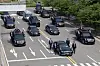 A motorcade simulates movement during a security demonstration event at the Presidential Security Training Center in Gangseo District, western Seoul, on May 27. [JOINT PRESS CORPS]