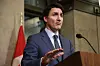 Canada's Prime Minister Justin Trudeau speaks during a news conference about the U.S. tariffs against Canada on March 4, on Parliament Hill in Ottawa. [AFP/YONHAP]