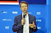 Johannes Fruehauf, founder and chairman of LabCentral, delivers a keynote speech at the Startup Nation Korea 2025 international symposium at KAIST in Daejeon on Sept. 10. The event was co-hosted by the JoongAng Ilbo, Seoul National University and KAIST. [KIM SUNG-TAE]