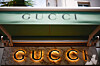 The logo of fashion house Gucci is seen outside a store in Cannes, France, May 16, 2024. [REUTERS/YONHAP]