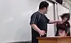 Footage of a student, left, hitting a teacher in a high school in western Seoul on April 10. [SCREEN CAPTURE]