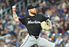 Miami Marlins starting pitcher Adam Oller throws a pitch against the Toronto Blue Jays during the first inning at Rogers Centre in Toronto, Canada on Sept. 27. [REUTERS/YONHAP]