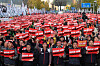 Members of the Korean Confederation of Trade Unions rally in downtown Seoul on Saturday holding banners demanding President Yoon Suk Yeol's resignation. [YONHAP]