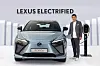 Takashi Watanabe, president of Lexus International, poses with the RZ450e at a press event held in southern Seoul last June. [TOYOTA MOTOR KOREA]