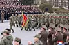 Soldiers march during a welcoming ceremony for the 528th Regiment of Engineers returning from overseas operations in Pyongyang on Dec. 12, in this photo released by the Korean Central News Agency on Dec. 13. [KOREAN CENTRAL NEWS AGENCY]
