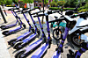 E-scooters are parked in the Hongdae neighborhood in western Seoul on May 13, 2025. [NEWS1]
