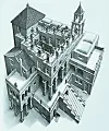 Maurits Cornelis Escher (1898-1972)'s painting 'Ascending and Descending' (1960) [WIKIPEDIA]