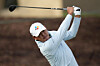 Kim Si-woo hits his tee shot at the third hole during the second round of the American Express at Pete Dye Stadium Course in La Quinta, California on Jan. 23. [AP/YONHAP]