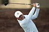 Kim Si-woo hits his tee shot at the third hole during the second round of the American Express at Pete Dye Stadium Course in La Quinta, California on Jan. 23. [AP/YONHAP]
