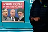 A poster is displayed on a bus bearing portraits of, from left, North Korea's leader Kim Jong-un, Russia's President Vladimir Putin and Iran's Supreme Leader Ali Khamenei, with a slogan which reads in French ″Don't forget to sort your waste″ in southern France on January 9, 2025. [AFP/YONHAP]