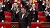 North Korea unanimously adopts a decision to elect leader Kim Jong-un, front center, as general secretary of the Workers’ Party during the fourth-day session of the party’s Ninth Congress on Feb. 22, the state-run broadcaster Korean Central Television reported on Feb. 23. [KOREAN CENTRAL TELEVISION SCREEN CAPTURE]