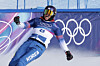 Kim Sang-kyum cheers during the men's snowboard parallel giant slalom quarterfinal at Livigno Snow Park during the Milan Cortina 2026 Winter Olympic Games, in Livigno, on Feb. 8. [KIM JONG-HO]