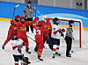 The Korean women's ice hockey team react to their loss against China at the Asian Winter Games held in Harbin, China on Feb. 12. [YONHAP]
