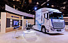This photo provided by Hyundai Motor on April 29 shows the company's revamped Xcient heavy-duty hydrogen fuel cell truck displayed at the Advanced Clean Transportation Expo 2025 in Anaheim, California. [YONHAP]
