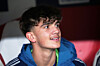 Arsenal's Max Dowman sits on the bench prior to the Champions League opening phase soccer match between Slavia Prague and Arsenal in Prague, Czech Republic, Tuesday, Nov. 4. [AP/YONHAP]