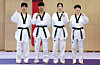 From left: Park Tae-joon, Seo Geon-woo, Kim Yu-jin and Lee Da-bin pose for a photo during a media day at Jincheon National Training Center in Jincheon, North Chungcheong on Tuesday. [NEWS1]