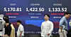 A financial data screen in the dealing room of Woori Bank in Seoul on Jan. 28. [YONHAP]
