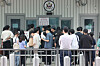 People wait in line for their visa application review at the U.S. Embassy in central Seoul on May 28. [NEWS1]