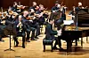 Pianist Cho Jae-hyuck and trumpeter Alexandre Barty performs Shostakovich’s Piano Concerto No. 1 in C minor, Op. 35 with the Moscow Soloists at the Seoul Arts Center on October 3, 2021. [KIM YOUNG-SEON]