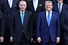 Turkey's President Tayyip Erdogan, left, and U.S. President Donald Trump pose for a picture ahead of a dinner hosted by Dutch King Willem-Alexander and Dutch Queen Maxima, on the sidelines of a NATO Summit, at Huis ten Bosch Palace in The Hague, Netherlands on June 24. [REUTERS/YONHAP]
