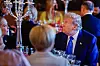 U.S. President Donald Trump, right, looks on as he sits next to Italy's Prime Minister Giorgia Meloni, left, during a dinner with heads of state and government at the 'Huis ten Bosch' Royal Palace, during a NATO summit in The Hague, Netherlands on June 24. [AFP/YONHAP]