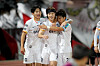 Hwang Hyun-soo, center, celebrates scoring a goal during a 2024 Korea Cup match between FC Seoul and Seoul E-Land at Mokdong Sports Complex in western Seoul in a photo shared on FC Seoul's official Facebook account on April 17. [SCREEN CAPTURE]