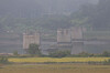 Thick fog blankets the area around the Imjin River railroad bridge in Paju, Gyeonggi on Oct. 1. [YONHAP]