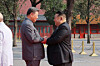 North Korean leader Kim Jong-un, right, greets Chinese President Xi Jinping before the Victory Day parade in Beijing on Sept. 3. [NEWS1]