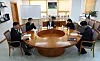 Members of the Korea Professional Football League's disciplinary committee hold a meeting at the league headquarters in Seoul on Nov. 19, reviewing a controversial ″slanted-eye″ gesture made by Jeonbuk Hyundai Motors assistant coach Mauricio Taricco toward referee Kim Woo-seong during a match. [YONHAP]