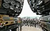 Polish military officers listen to an explanation on the Chunmoo multiple launch rocket system during a demonstration on the K-defense system for soldiers from major overseas defense cooperation countries on May 22, 2025. [YONHAP]