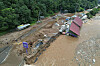 A convenience store building collapses due to heavy rain in Gapyeong County, Gyeonggi, on July 20. [YONHAP]