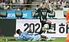 Lee Seung-woo, right, in action during a Coupang Play Series match between Team K League and Tottenham Hotspur at Seoul World Cup Stadium in western Seoul on Wednesday. [NEWS1]