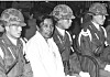 Former intelligence chief Kim Jae-gyu, second from left, stands trail in 1979 for assassinating then-President Park Chung Hee. [JOONGANG ILBO]