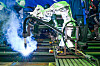 HD Hyundai Mipo Dockyard in Ulsan holds a demonstration showcasing collaborative robots and advanced automatic welding techniques on a 50,000-ton petrochemical carrier under construction. [HD HYUNDAI]