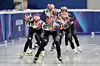 Korean short track speed skaters train for the Winter Olympics at Milano Ice Skating Arena in Milan on Feb. 6. [YONHAP]