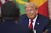U.S. President Donald Trump speaks during a lunch with African leaders in the State Dining Room of the White House in Washington on July 9. [AP/YONHAP]