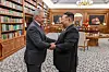 This photo, carried by North Korea's official Korean Central News Agency on June 5, shows the North's leader Kim Jong-un, right, meeting with Russia's Security Council Secretary Sergei Shoigu in Pyongyang the previous day. [YONHAP