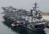 The nuclear-powered aircraft carrier USS Theodore Roosevelt (CVN 71) is docked at the naval base in Nam District, Busan, on June 26, 2024. [NEWS1]