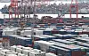 Containers are stacked at a port in Busan on Sept. 11. [NEWS1]