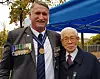 Col. Dirk Louw, son of Sgt. Louw, left, and Chi Kap-chong, chairman of the United Nations Korean War Allies Association, at the South African Air Force Memorial in Pyeongtaek, Gyeonggi, in November 2019. [SOUTH AFRICAN KOREAN WAR VETERANS ASSOCIATION]