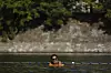 A woman swims in the Seine river on Aug. 11 in Paris, France. [AP/YONHAP]