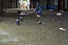 A citizen walks through a flooded road in Unam-dong, Buk District, in Gwangju, on Aug. 3 at night as heavy rain hits the southern regions of Korea. [YONHAP]