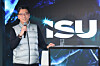 Kim Jae-youl, head of the International Skating Union and a new member of the International Olympic Committee's Executive Board, speaks at a press conference at the Home of Skating in Milan on Feb. 9.  [YONHAP]