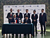 Lee Sang-jae, KAI CS Center director, front right, and Dariusz Sokólski, acting president of WZL-2, sign an accord on the provision of the maintenance, repair and overhaul (MRO) services for Korean-made FA-50 fighters shipped to Poland, at Minsk Mazowiecki Military Air Base in Poland on Thursday. [DAPA]