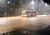 A road is flooded after heavy rain on Aug. 3 in South Jeolla's Muan District. [YONHAP]