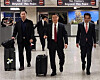 National Security Adviser Shin Won-sik, center, arrives at Dulles International Airport near Washington on March 5. [YONHAP]